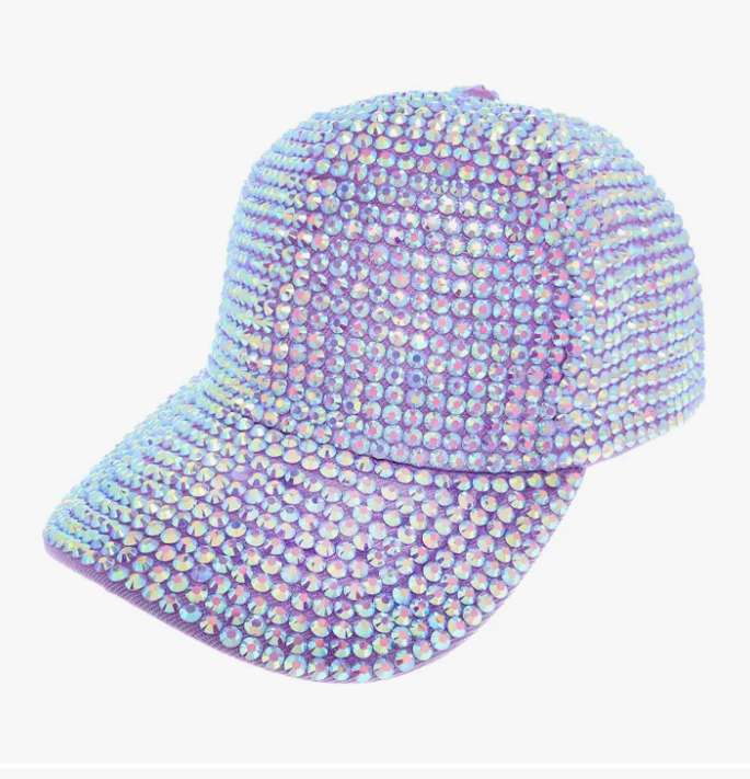 Lavender Embellished Fully Rhinestone Baseball Cap