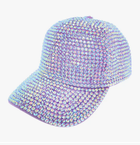 Lavender Embellished Fully Rhinestone Baseball Cap