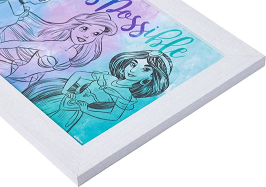 Disney Princess Watercolor Sketch Possible Framed Wall Art, 10-Inch by 18-Inch, Multicolor