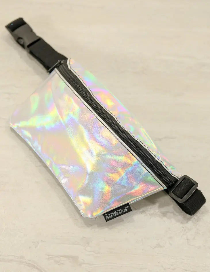 Metallic Silver Ultra-Slim Waist Bag