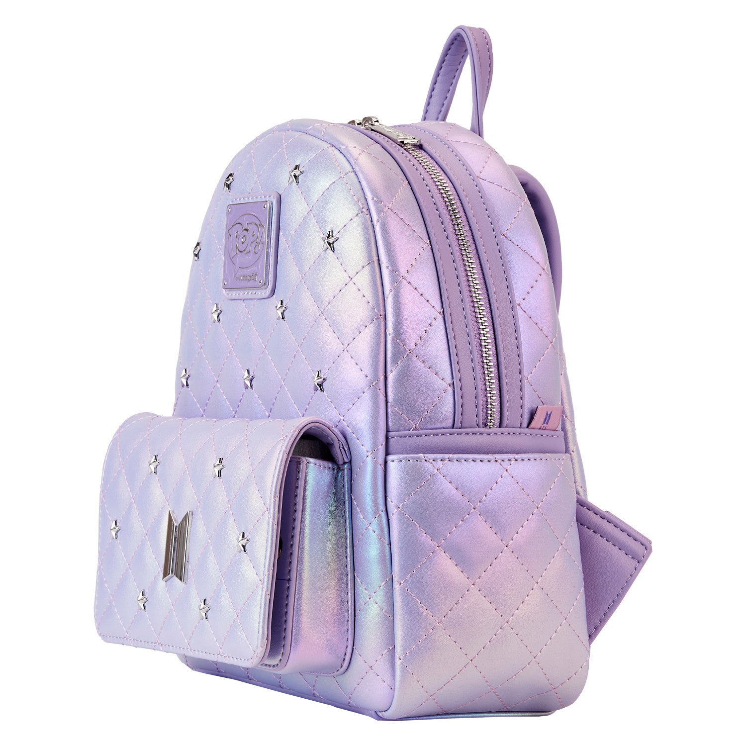 BTS Vinyl Logo Purple PU Leather Sling Bag