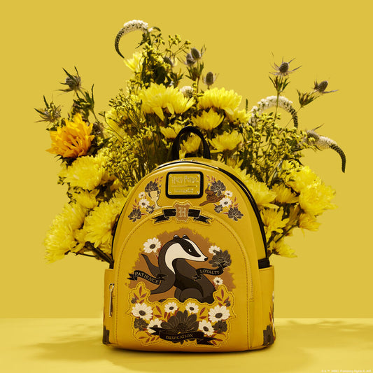 Harry Potter Hufflepuff House Floral Tattoo Mini Backpack - **PREORDER**