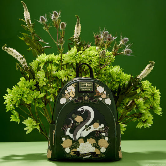 Harry Potter Slytherin House Floral Tattoo Mini Backpack - **PREORDER**