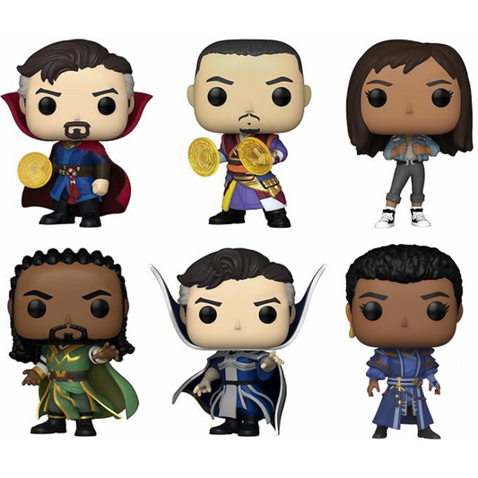 Funko Pop! Marvel: Doctor Strange in The Multiverse of Madness Collectors Set Wong, America Chavez, Master Mordo, Supreme Strange, Sara, Doctor Strange
