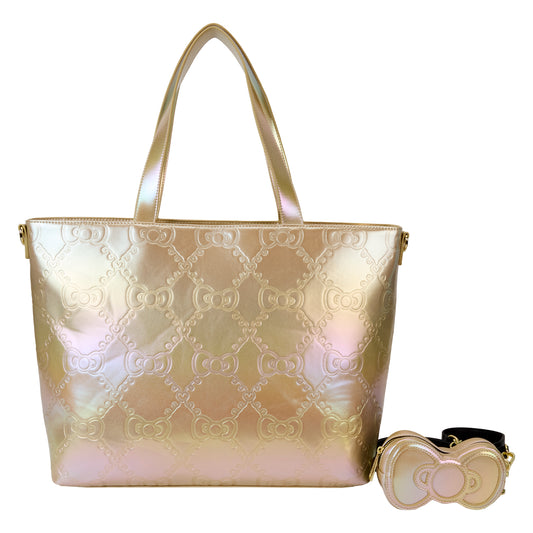 Sanrio 50th Anniversary Hello Kitty Metallic Gold Tote Bag With Coin Bag - PREORDER