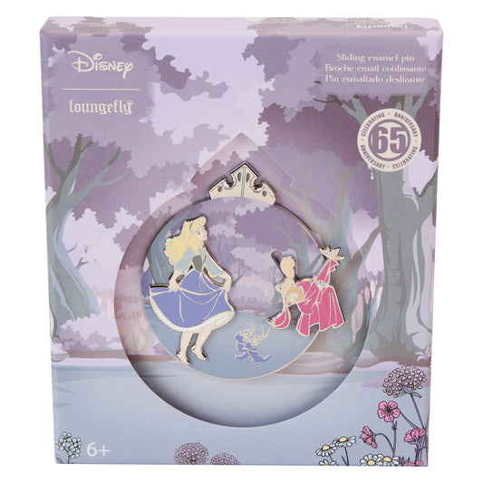 Sleeping Beauty 65th Anniversary Floral Scene 3" Collector Box Sliding Pin