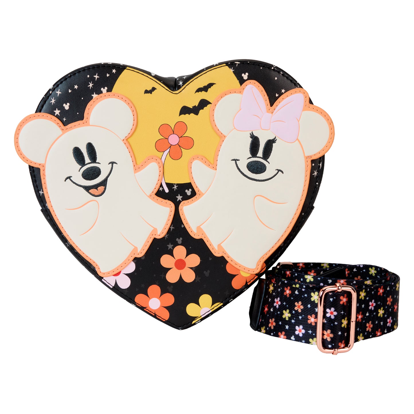 Mickey & Minnie Floral Ghost Figural Heart Glow Crossbody Bag- **PREORDER**