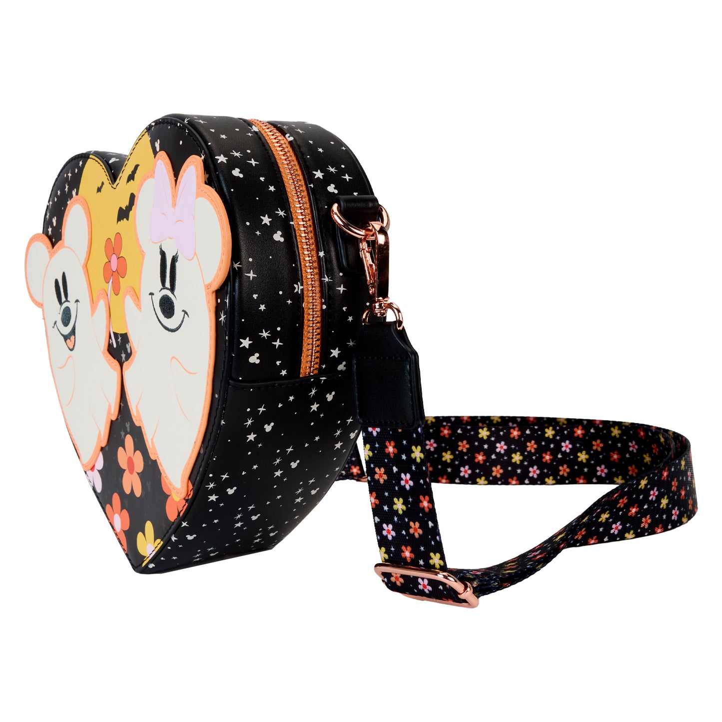 Mickey & Minnie Floral Ghost Figural Heart Glow Crossbody Bag- **PREORDER**