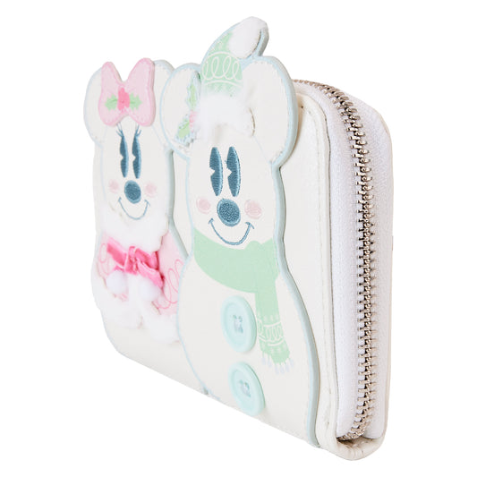 Mickey and Minnie Pastel Snowman Zip Around Wallet