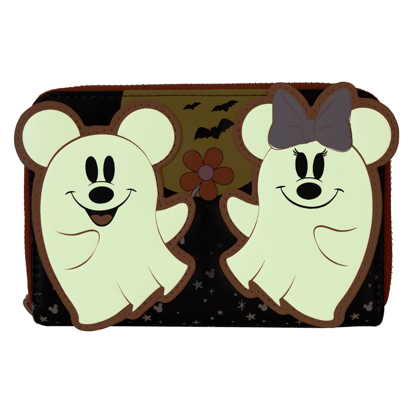 Mickey & Minnie Floral Ghost Glow Zip Around Wallet - PREORDER