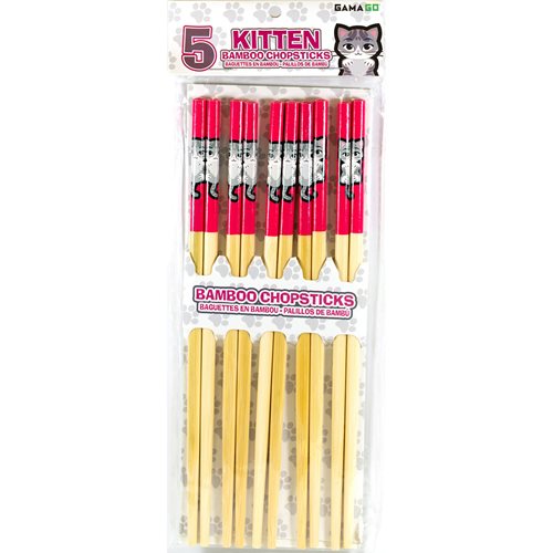 Kitten Bamboo Chopsticks Set of 5