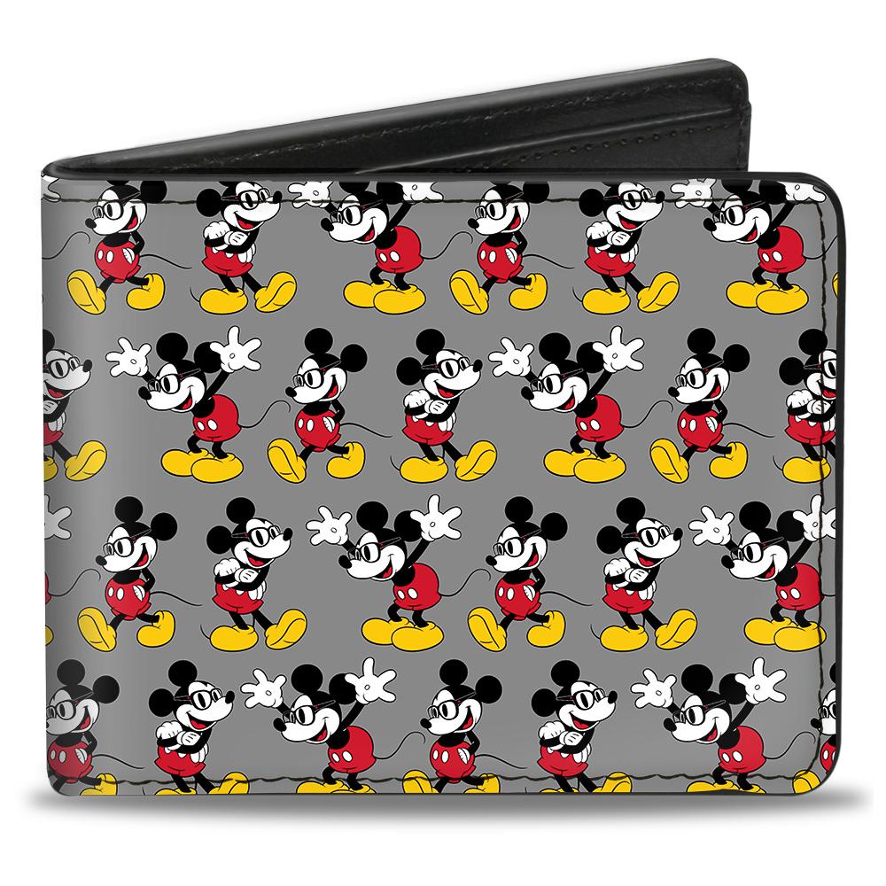 Mickey Mouse 3 Pose Gray bi-fold wallet - Happy Mile Style