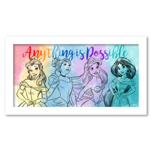 Disney Princess Watercolor Sketch Possible Framed Wall Art, 10-Inch by 18-Inch, Multicolor