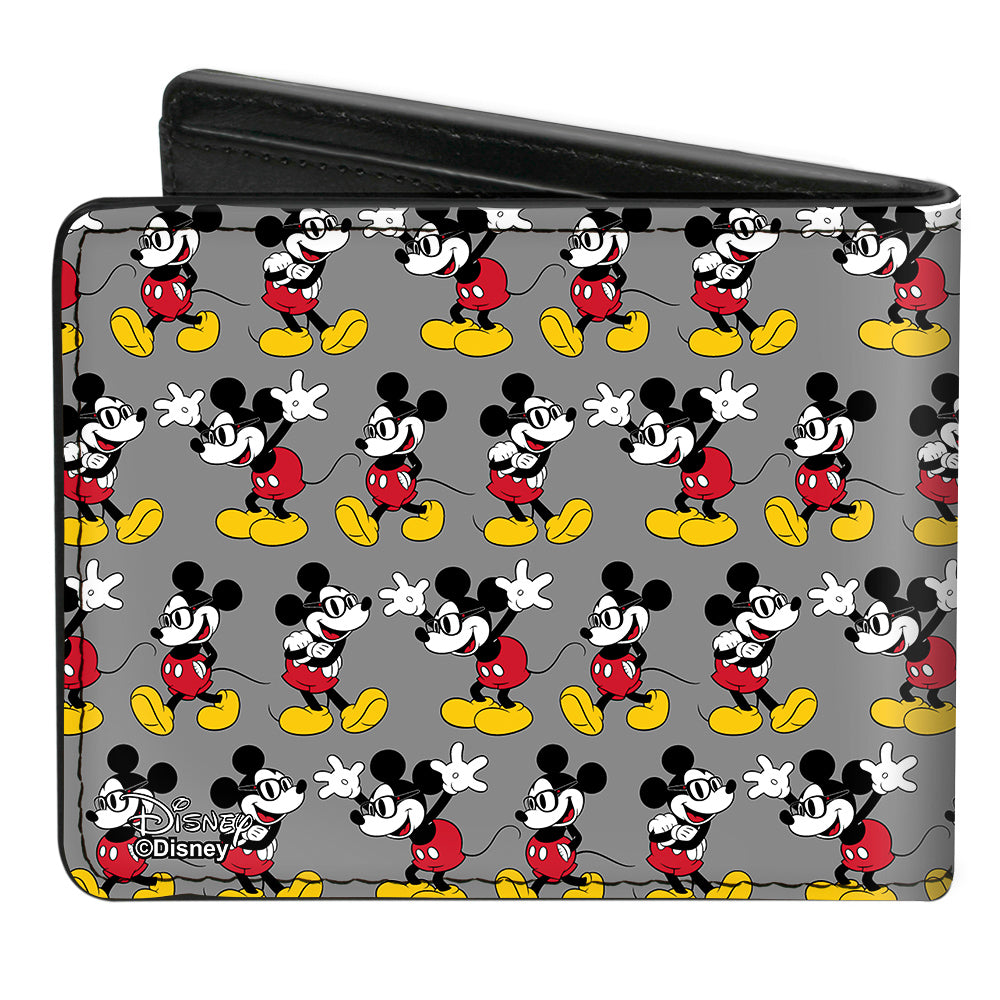 Mickey Mouse 3 Pose Gray bi-fold wallet - Happy Mile Style